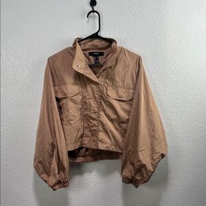 Forever 21 Womens Brown Utility Jacket Long Sleeve Cropped Sz S thrashed